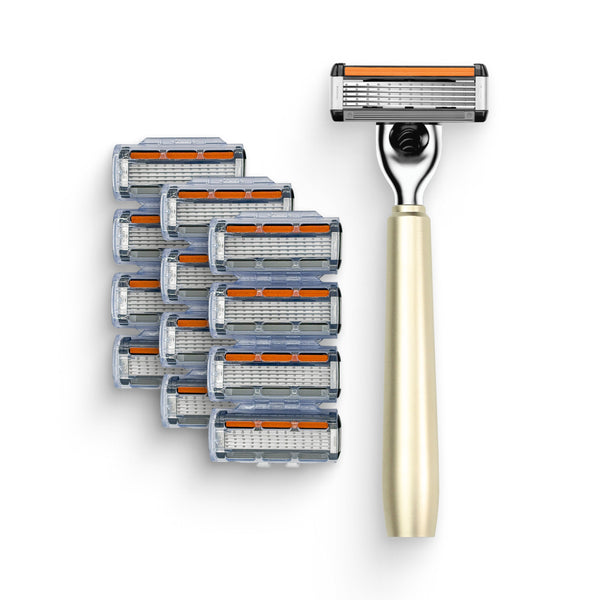 Schieller Aviator Champagne Razor + 12 Excel 5 blades